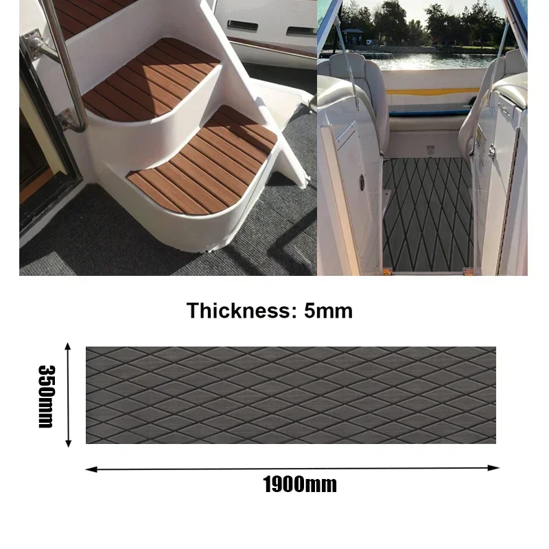 350x1900x5mm EVA Foam Luxury Decking Sheet Anti-Skid Boat Deck Self-Adhesive Yacht Flooring Pad Faux Teak Mat Diamond Shapes