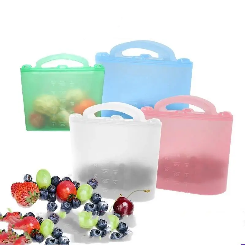 Gefrierbeutel 1000 1200 1500 ml, selbstdichtender, auslaufsicherer, wiederverwendbarer Frischhaltebeutel zum Kühlen von Picknick-Essen – Detail 1