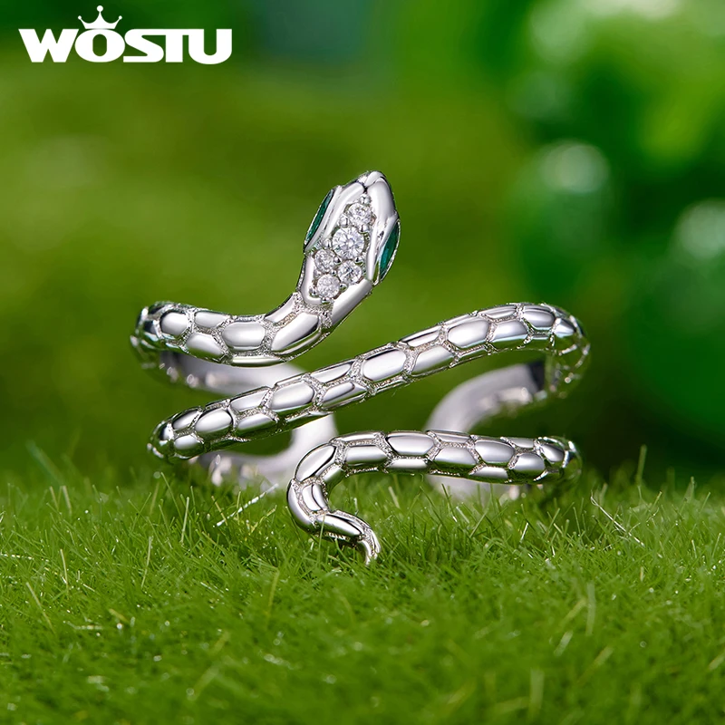 

WOSTU Huge Multi-layer Snake Ring For Women Plated White Gold Statement Party Opening Rings Punk Jewelry Birthday Gift YIR245-E