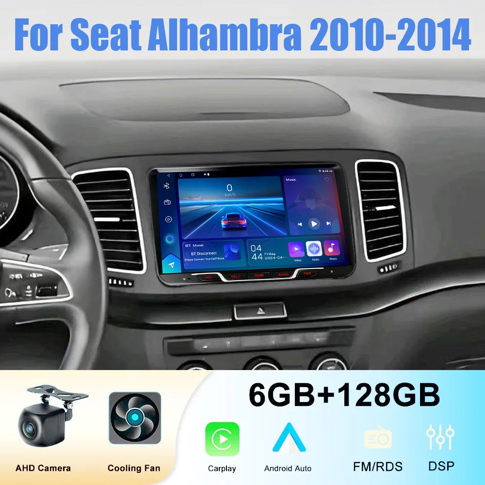 

9"4-64GB Car Radio Wireless Carplay For Seat Alhambra 2010-2014 Adnroid 15 Auto Stereo Head Unit GPS Navi