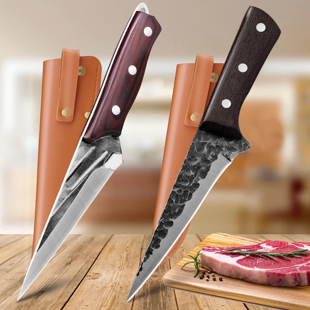 5inch Forged Boning Knife Set Meat Cleaver Sushi Knife Slicing Carving Deboning High Carbon Stainless Steel Kitchen Knives