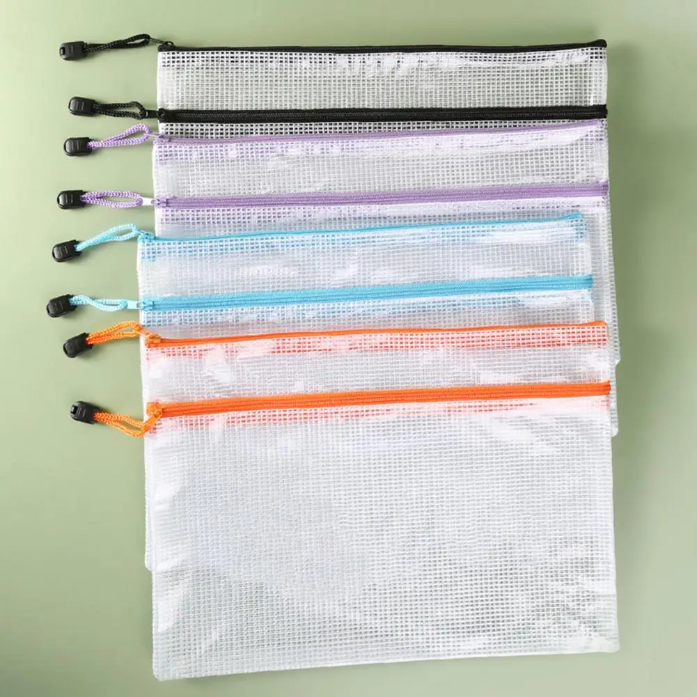 Sac de papeterie transparent avec fermeture éclair pour touristes, papier développe étanche, évaluateurs de fichiers, fournitures scolaires pour étudiants, A4