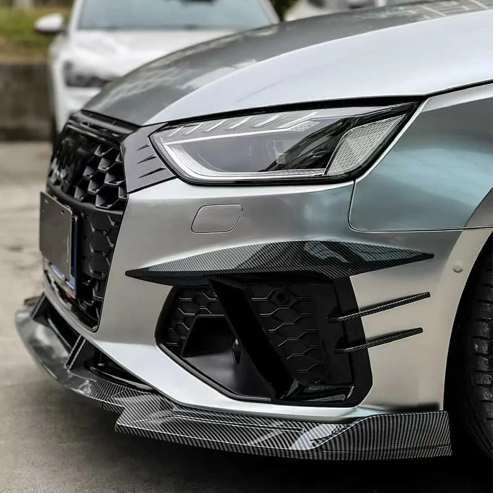 For Audi A4 S4 B9 TDI Sedan / Avant 2020 2021 2022 2023 2024 Front Bumper Canard Splitter Spoiler Air Knife Cover Trim