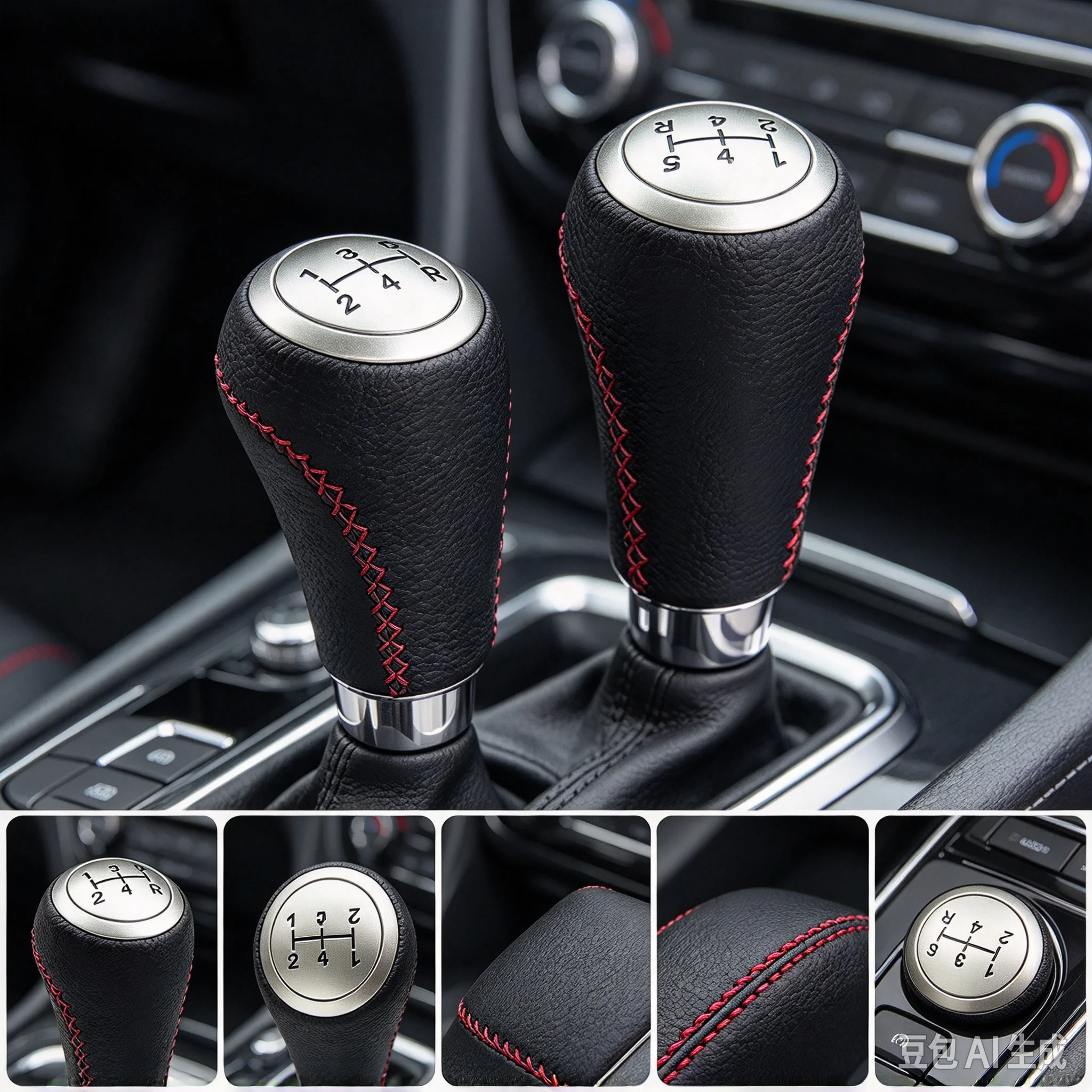 Universal Car Red Black Line Manual Leather Shifter Gear Shift Knob Cover Stitch Shifter Lever