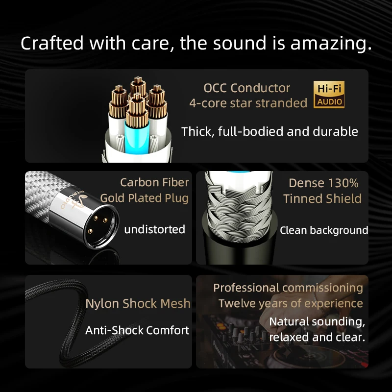 ATAUDIO Balanced XLR Cable Hi-end OCC Core HiFi Audio Cable for Microphone Sound Gold Plated Plug  Amplifiers 2XLR Cord