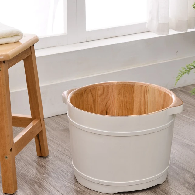 new product white rubber wood foot bath barrel medical bath wooden barrel bathtub