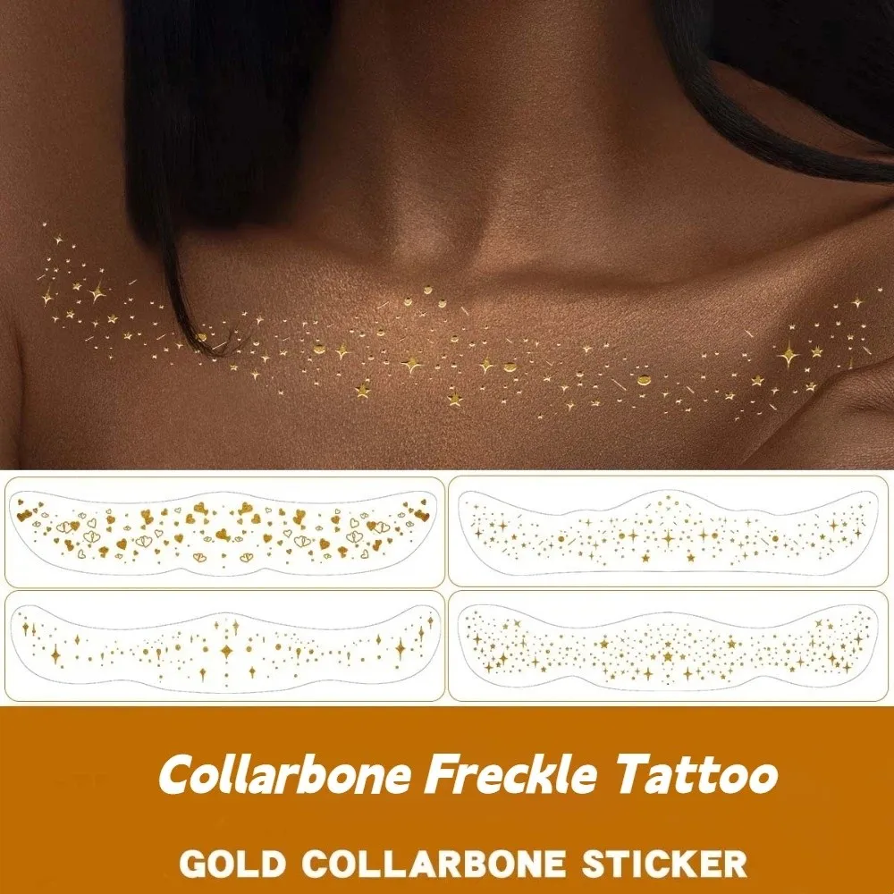 

DIY Collarbone Freckle Tattoo Clavicle Chest Position Bronzing Sparkle Face Temporary Tattoo Butterfly Star Dots Heart