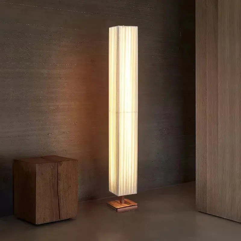 Wood Standing Floor Light, Modern Fabric LED Decor Lamp for Living Room Sofa Side Bedroom Bedside Household Lighting