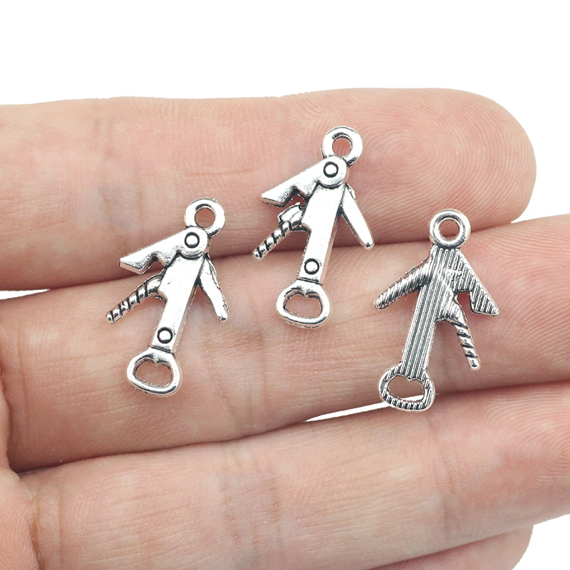 20pcs/lot 12*21mm Small Alloy Bottle Openner Charm Antique Silver Color DIY Neckalce Bracelet Jewelry Finding