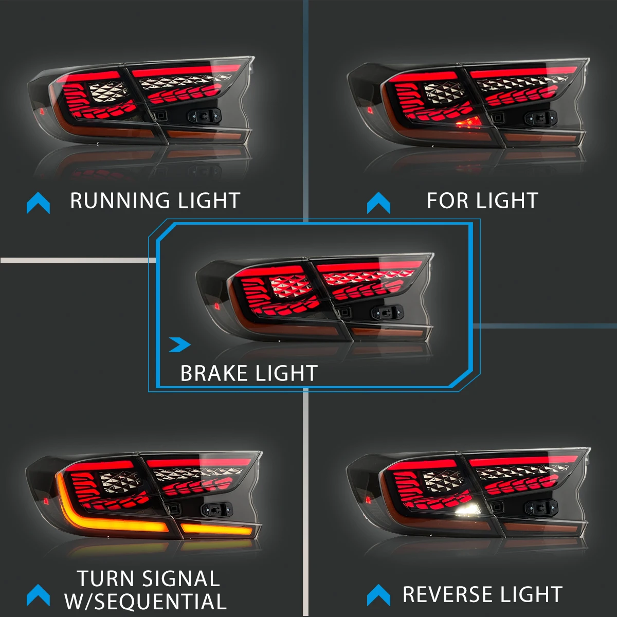 Lampu LED Mobil Lampu Belakang Untuk Honda Accord Generasi ke-10 2018 2019 2020 2021 2022 DRL Lampu Dinamis Start-up Lampu Sein