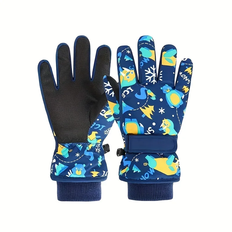 Kids Winter Gloves Full Finger Mittens Antiskid Coating Warm Cartoon Thermal Ski Gloves Mitten Snowboard Wear Skiing Equipment