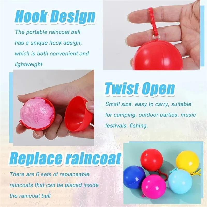 Mini Disposable Raincoat Ball Portable Waterproof Long Rain Poncho Adult Kids Outdoor Travel Fishing Drift Emergency Rainwear