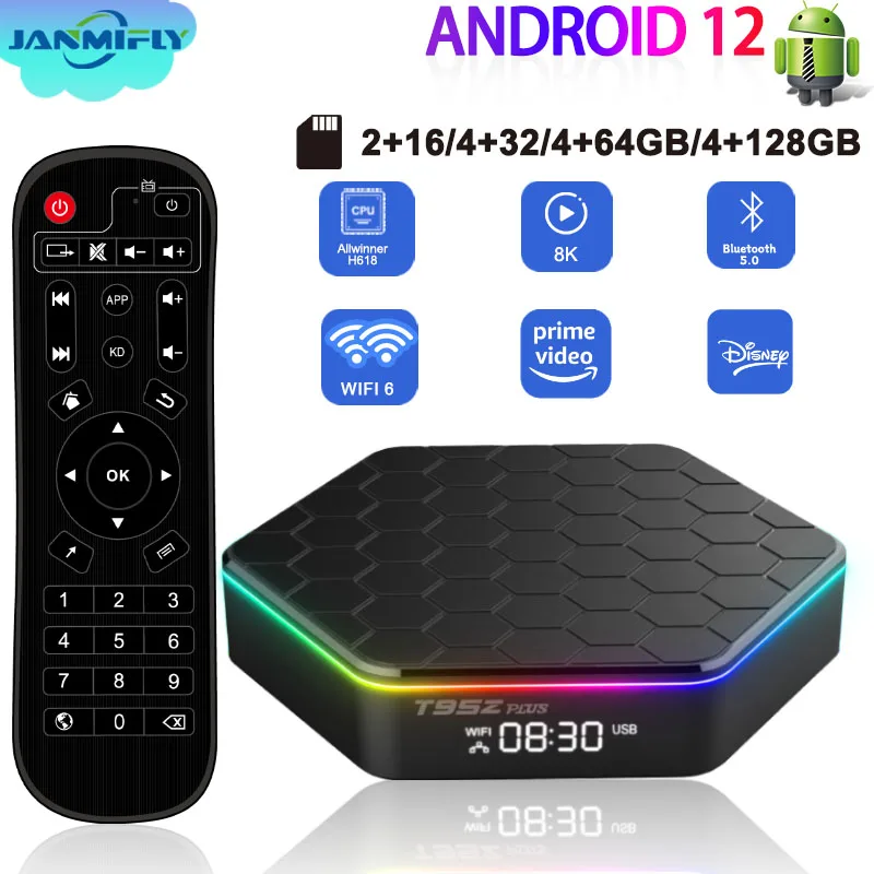 

T95Z plus Smart TV Box with Allwinner H618 Chipset 5G BT5.0 WiFi6 Support Android 12 Multilanguage Stream Media Play Set Top Box