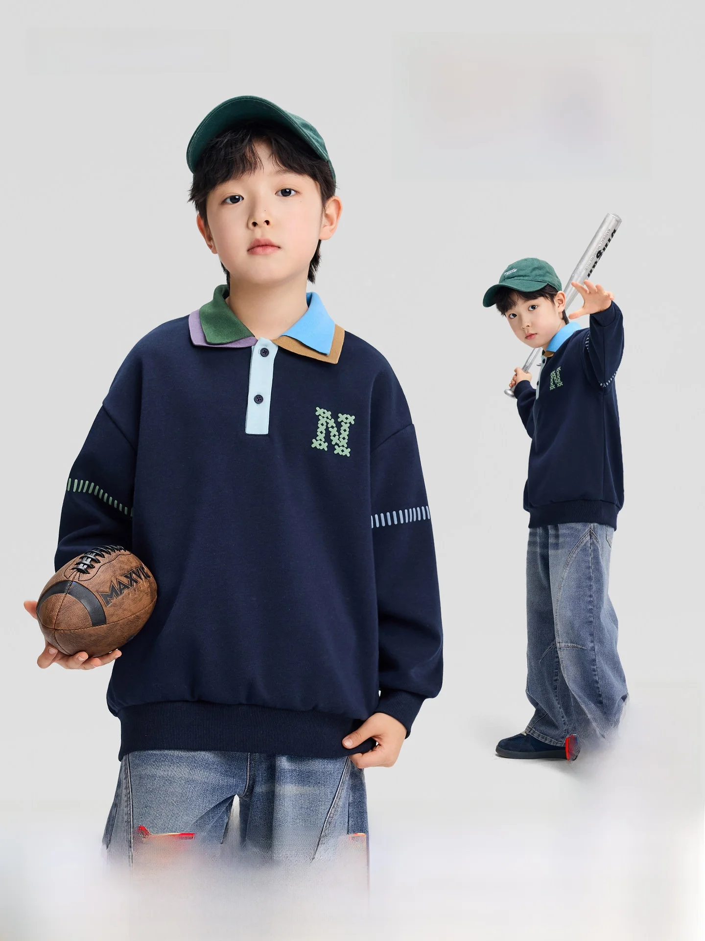 left-west-kids-neck-sweatshirt-boys-color-block-preppy-style-autumn-clothes-new-2026-middle-and-big-children-tops