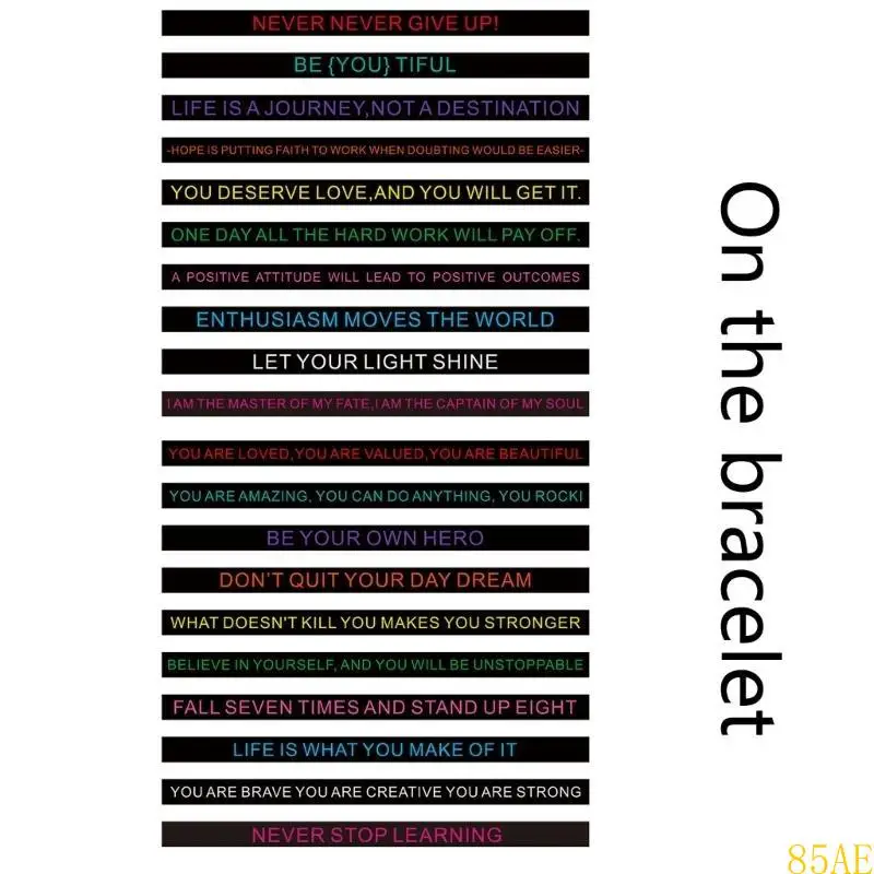

85AE 20Pcs Silicones Encouragement Bracelets with Inspirational Messages Fashionable Colored Wristbands for Self Motivation