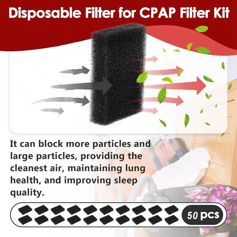 ABFU-50PCS CPAP Filters For Respironics Premium Foam Filter And Ultra Fine Filters Respironics M Series