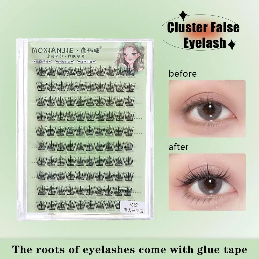 

Beauty Tool Curled Self Adhesive False Eyelashes Soft Comic Eye Cluster False Lashes Makeup DIY Glue Free Fake Eyelashes Party