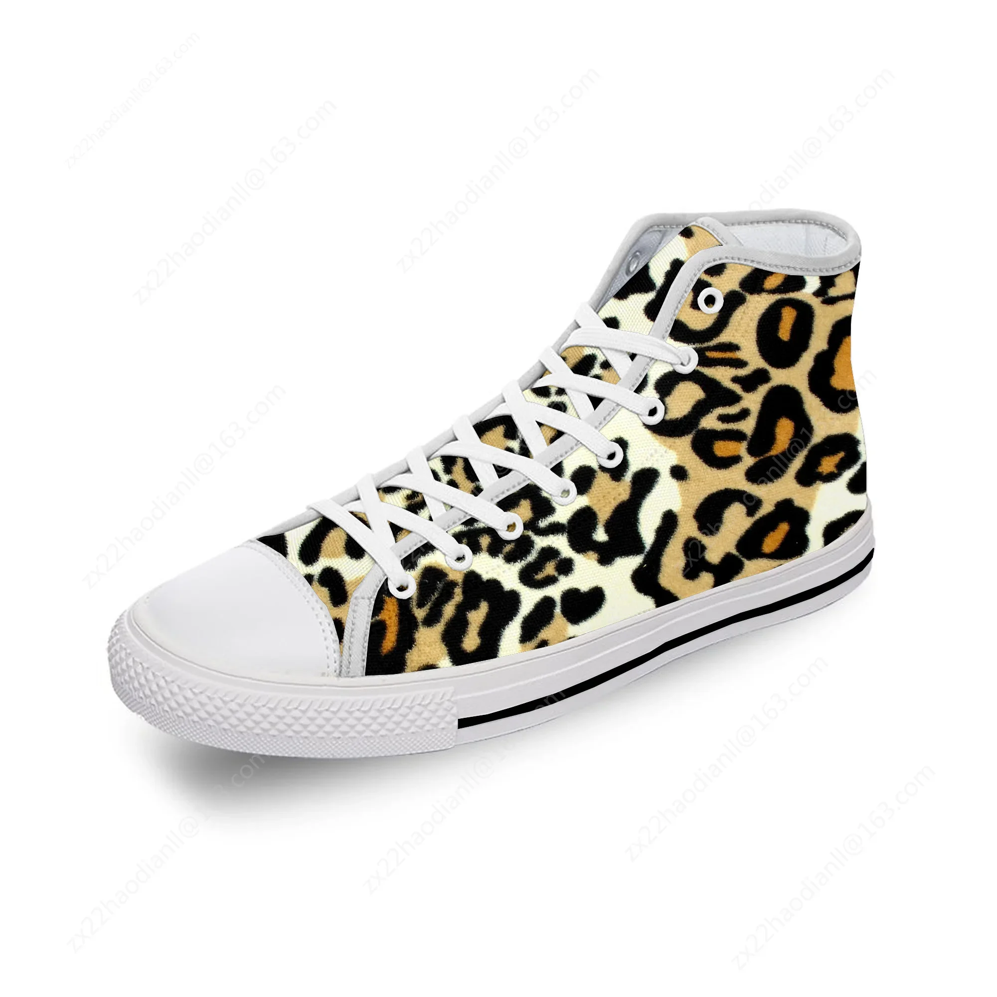 Leopard Print Pattern Aesthetic White Cloth Fashion 3D Print High Top Canvas Shoes Men Women Lightweight Breathable Sneakers