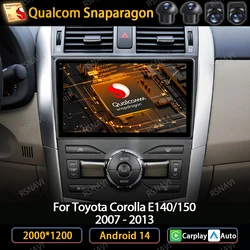 Android 14 Car Radio For Toyota Corolla E140/150 2007 2008 2009 2010 2011 2012 2013 Multimedia Stereo Player Carplay Auto 4G GPS