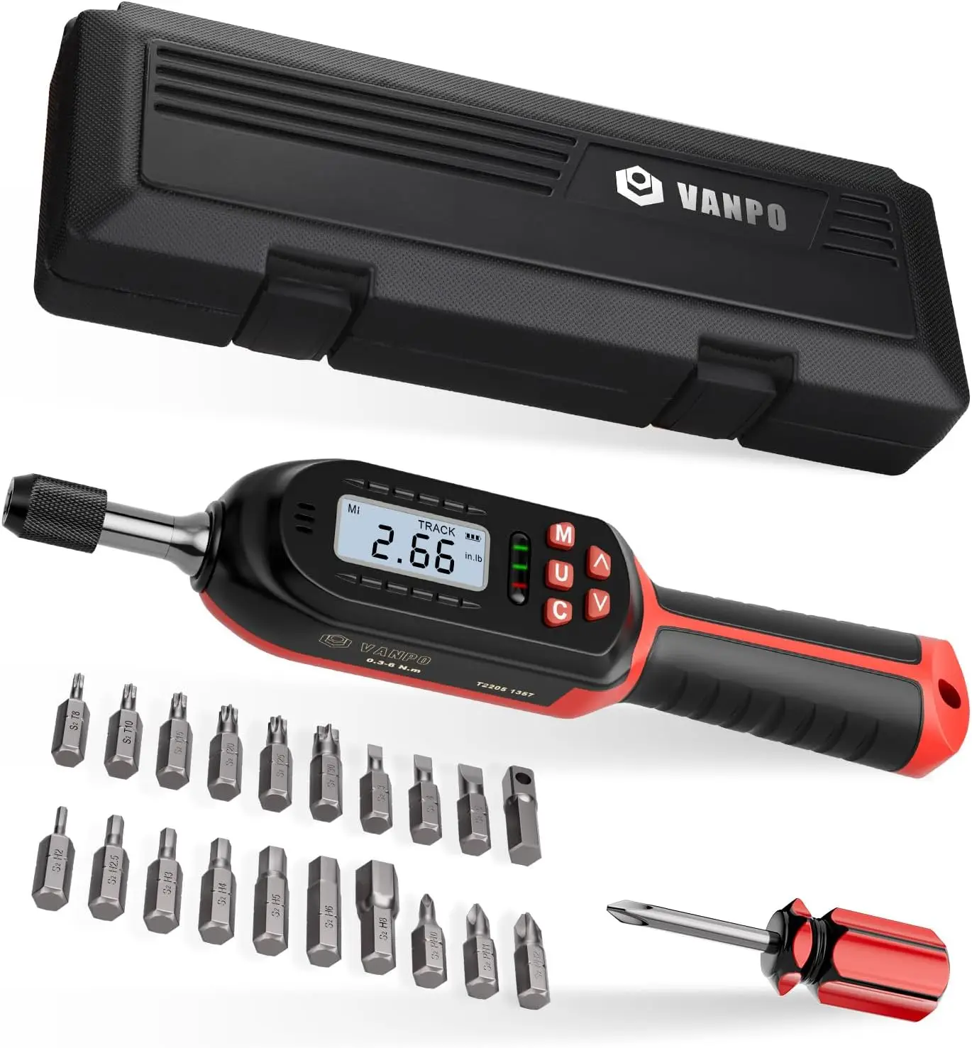 

Digital Torque Screwdriver Set with LED/Buzzer Alert, Adjustable 0.3-6 Nm for Bike Repair and Maintenance