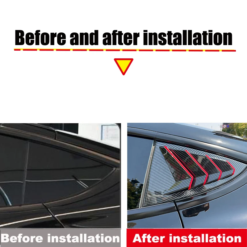 For Tesla Model 3 2017-21 2022 ABS Carbon Car Rear Window Glass Rear Triangular Shutter Decorative Sticker Exterior Accessories