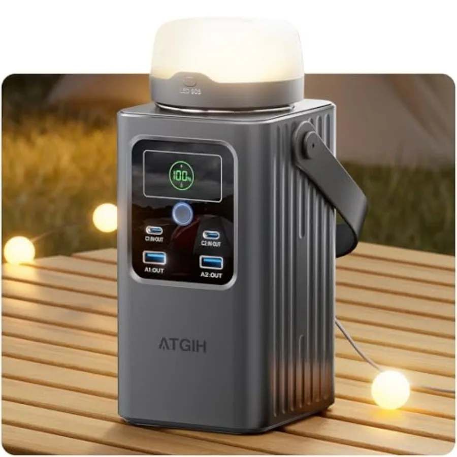 

Портативная электростанция для кемпинга 198.4 Вт·ч (62000 мА·ч), [Максимальная безопасность] 100 Вт быстрое зарядное устройство с LiFePO4 аккумулятором, мини-генератор