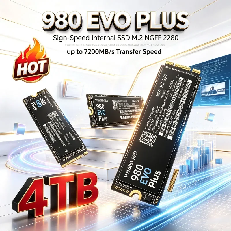 980 EVO PLUS M.2 NGFF SSD,7200MB/s PCIe4.0 2280 Internal SSD,500GB/1TB/2TB/4TB High Speed Storage for Laptop & Desktop PC