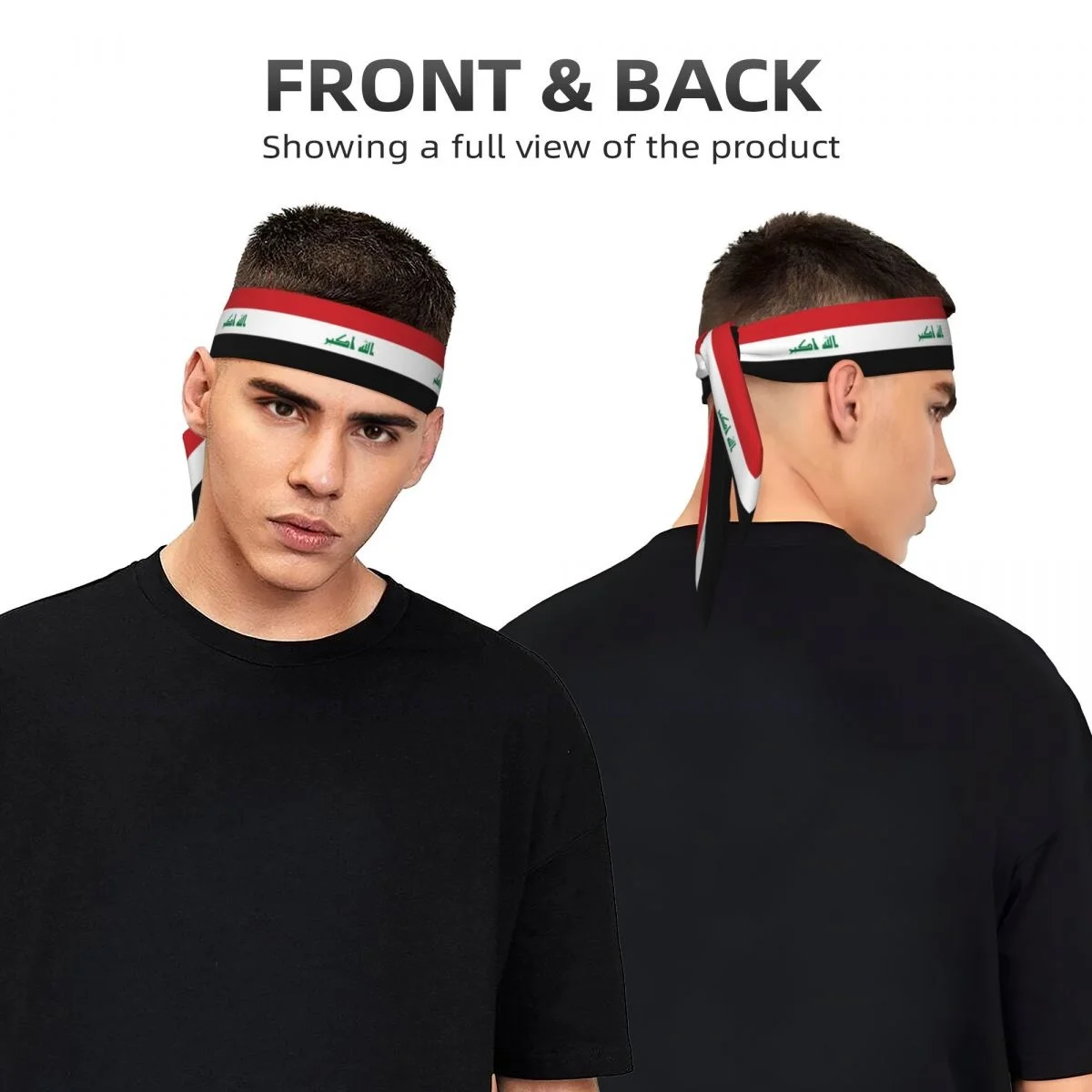 

Iraq Flag Head Tie Sports Headband Athlete Sweatbands Head Wrap For Working Out Running Yoga