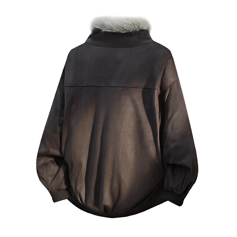 الرجال سترة صوف قصيرة الشتاء الدافئة الفراء داخل معطف سميك الذكور بدوره طوق أبلى زائد المخملية الحرارية سترة الشتاء سترة