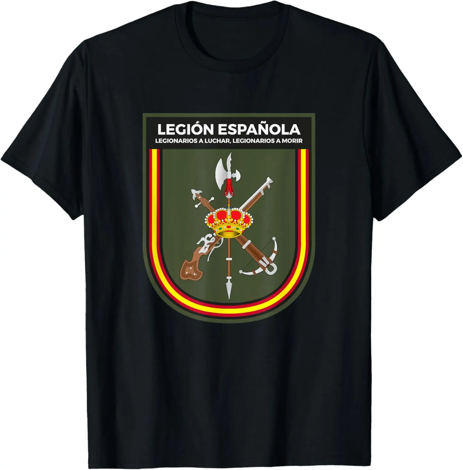 Escudo Emblema Legión Española Ejército Español Camiseta Manga Corta Casual Camisa 100% Algodón