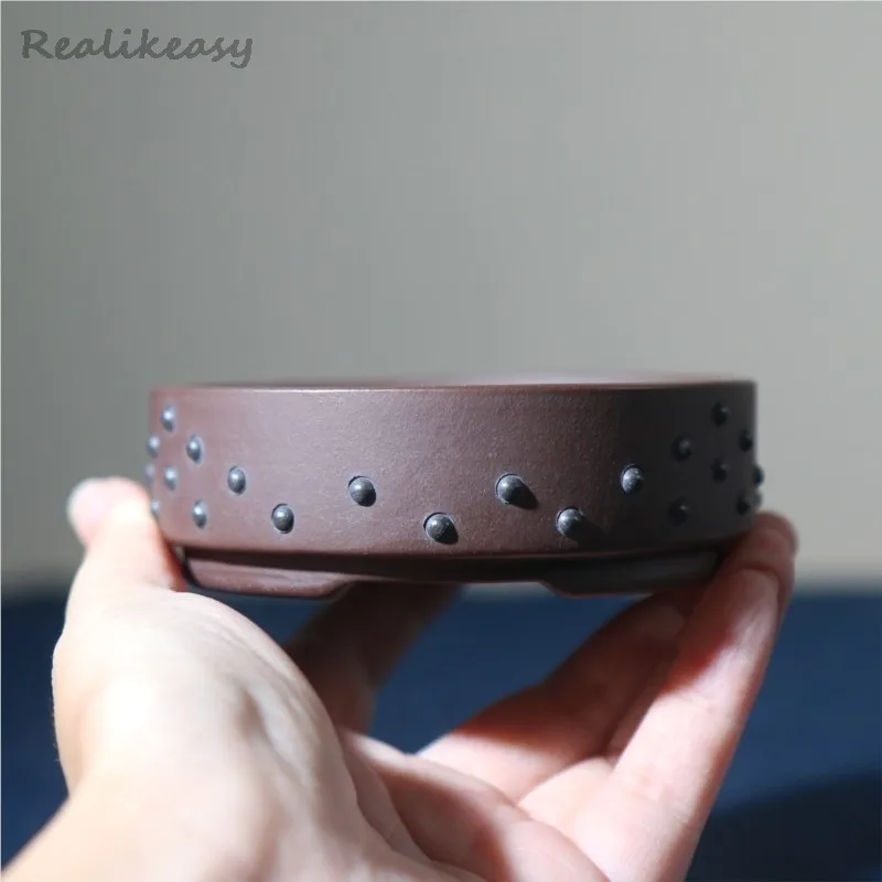 2026 Chinese Yixing Purple Clay Flower Pot Round Handmade Bonsai Pot Home/Office Desktop Decoration Succulent Flower Pot LI639