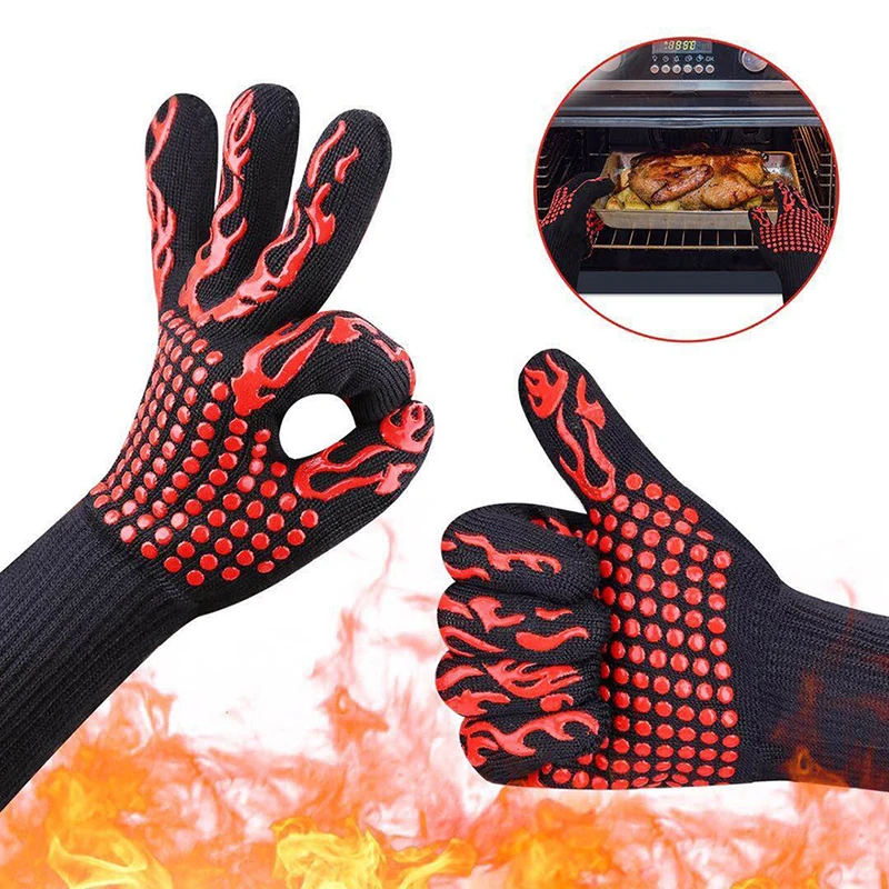 Hot New BBQ Grilling Cooking Gloves Extreme Heat Resistant Oven Welding Gloves High Quality Kitchen Barbecue Glove