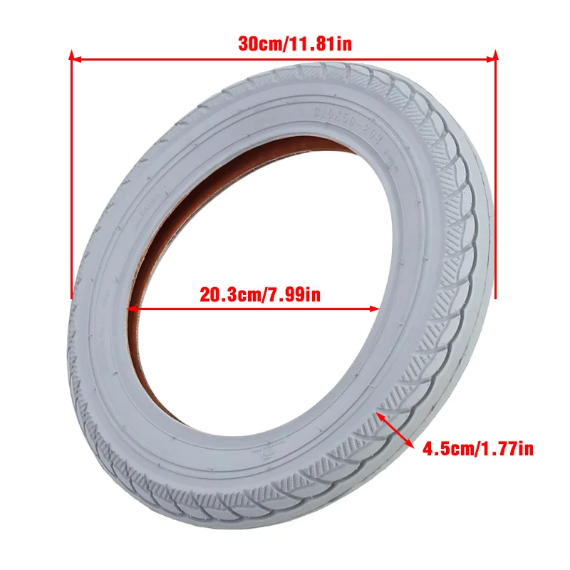 310x50-203 gray outer tire/black inner tube/inner and outer tires/set optional, 8-inch silent anti-skid scooter tire replacement