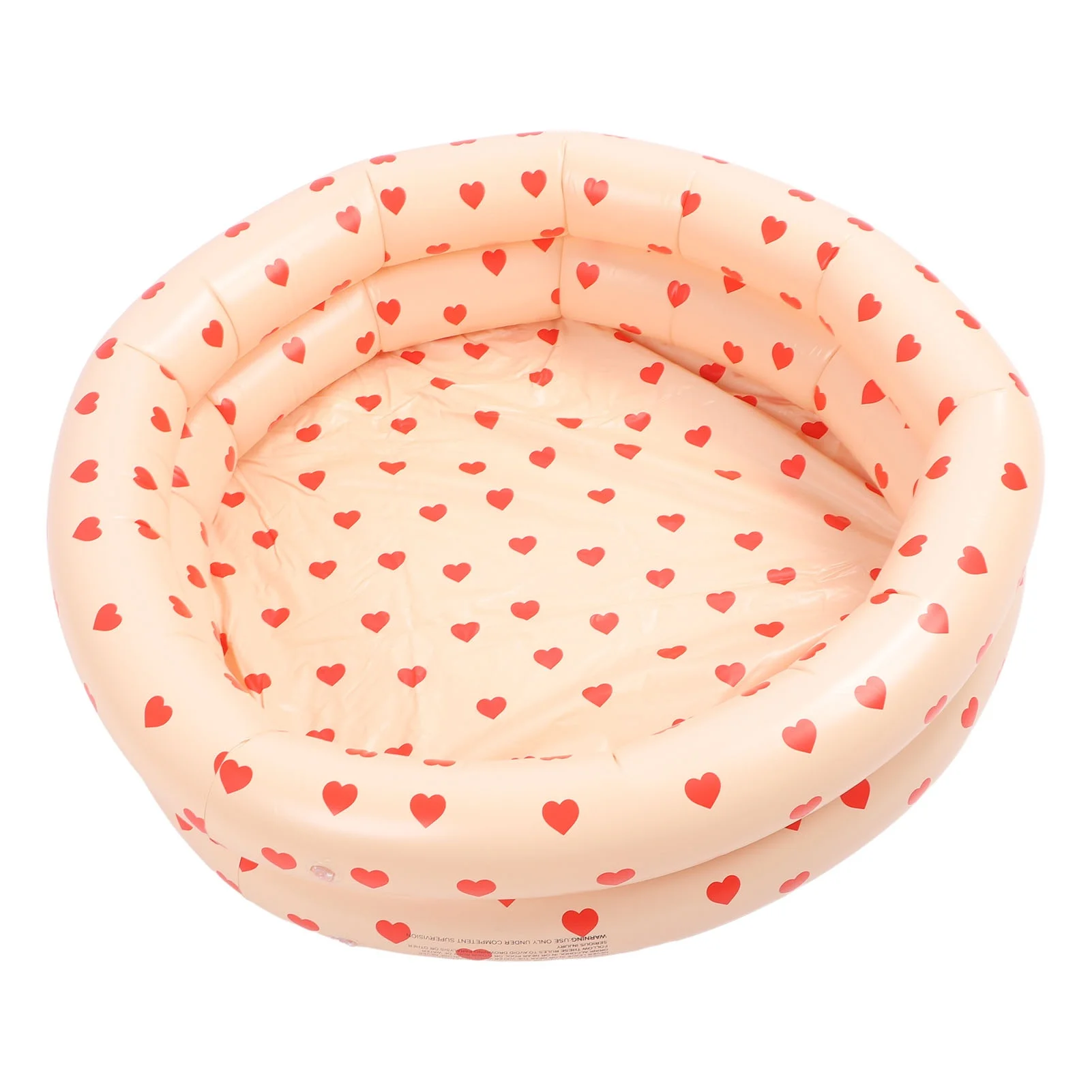 Round Inflatable Swimming Pool Vintage Heart Pattern Thicken Kids Paddling Pool for Indoor Pink