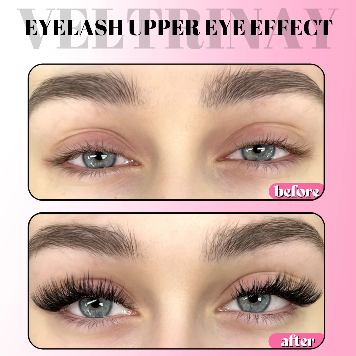 Veltrinay Mezze Ciglia Ciglia finte Effetto sollevamento coda dell'occhio Ciglia finte morbide sexy Trucco ciglia finte riutilizzabili di alta qualità