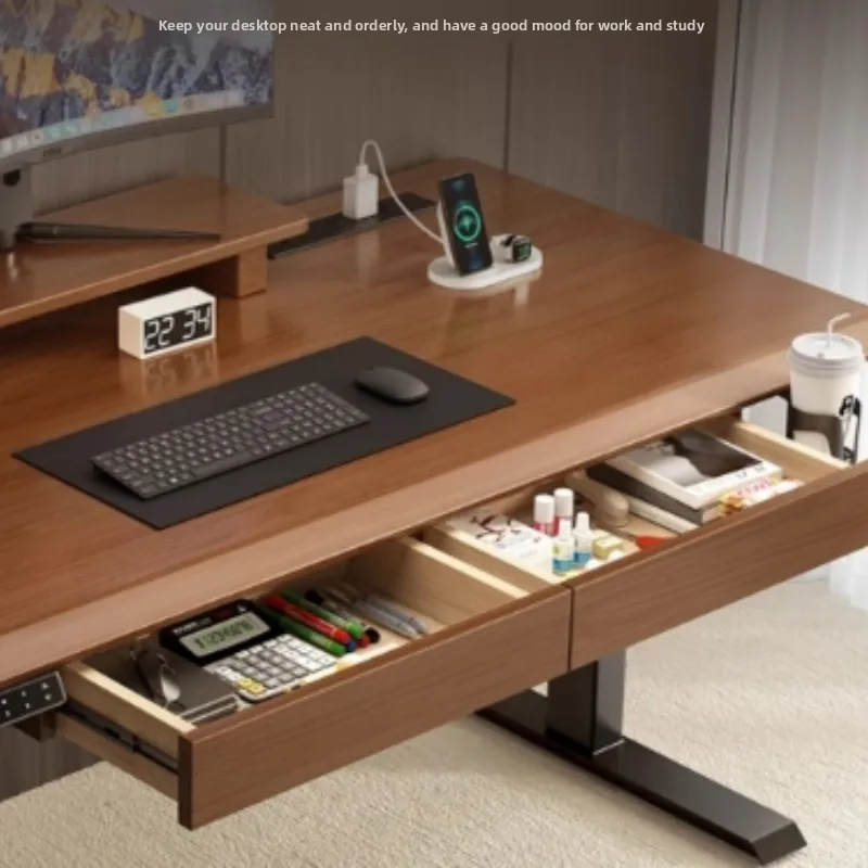 Tiroir de bureau en bois massif, organisateur coulissant, boîte de rangement cachée sous le bureau, rangement divers pour Documents