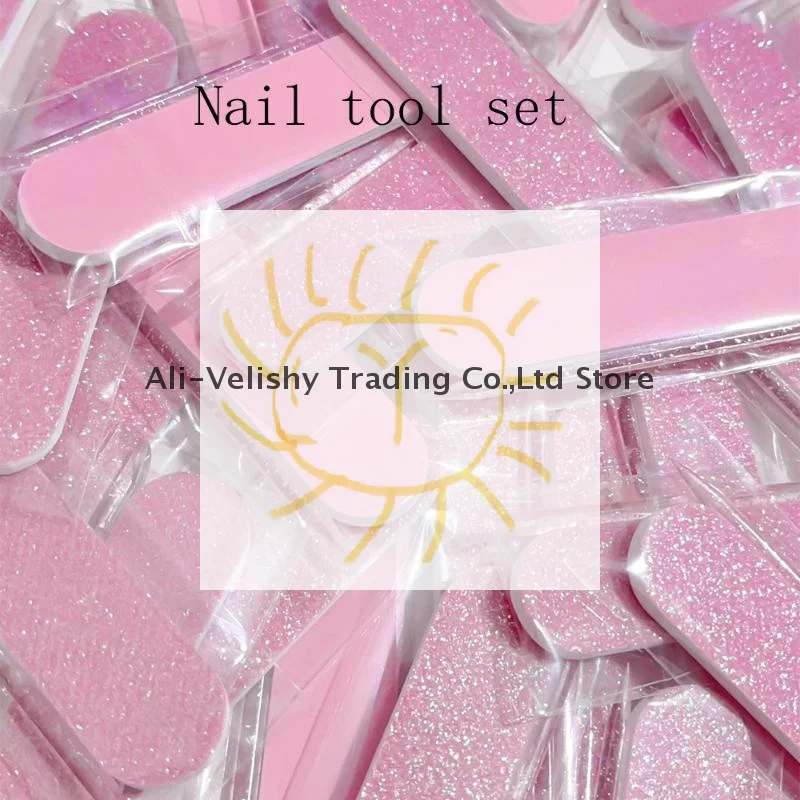 Kit de cuidado de uñas con purpurina, 8/12 Uds., amortiguador en forma de corazón, varilla de cristal y lima de doble cara para decoración de uñas y pedicura