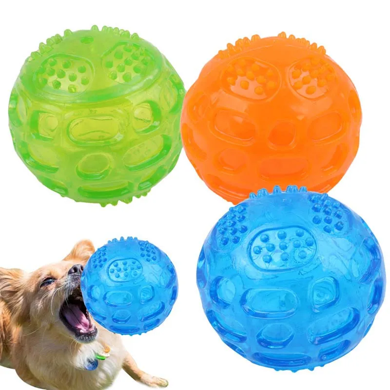 1Pc Pet Dog Cat Puppy Sounding Toys Polka Squeaky Tooth Cleaning Balls Playing Balls Pet Teeth Chew Toy Pet Chewing Accessories