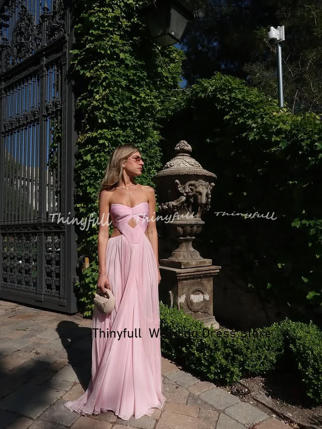 Thinyfull A-line Chiffon Prom Dress Sleeveless Sweetheart Long Evening Dresses Formal Occasion Gown Robe De Soirée Customized image 5