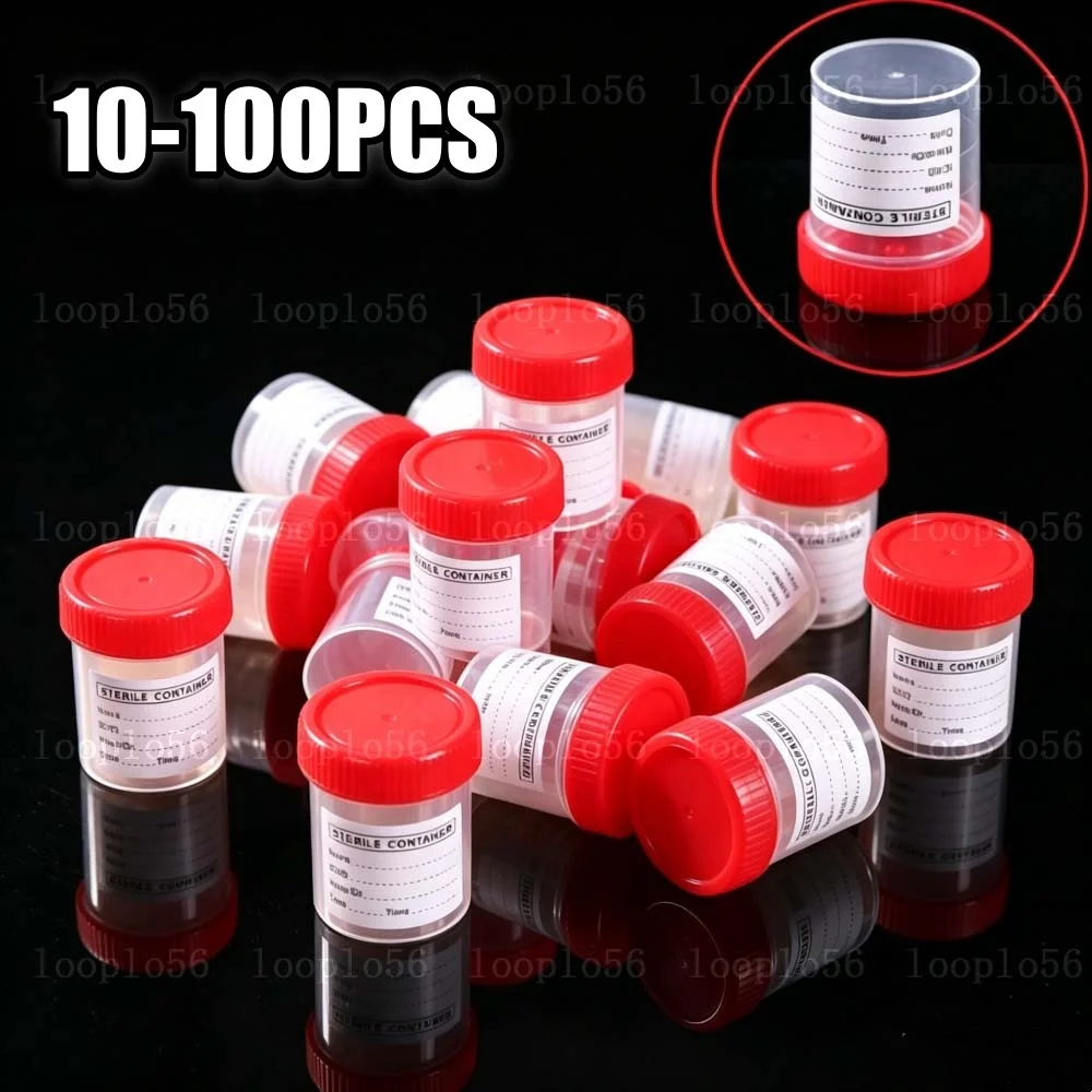 10-100pc 60ML Disposable Urine Collection Sample Detection Cup Container Medical Specimen Bottle Plastic measuring Cup Container