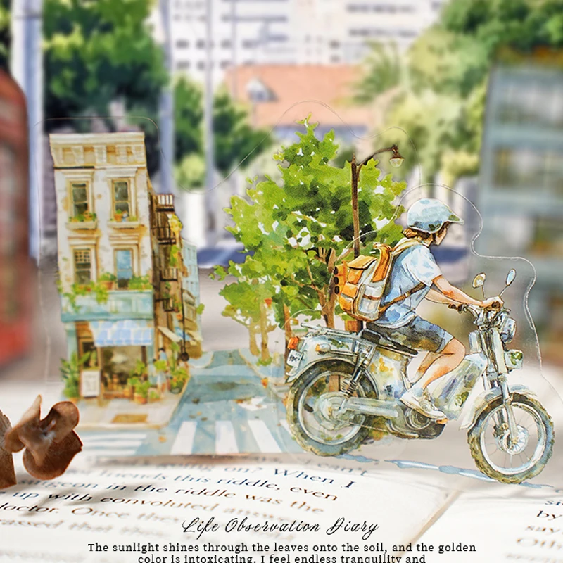 45pcs Life Observation Diary Series Stickers Handbook Collage DIY Photo Frame Album Diary Notebook Postcard Envelope Card