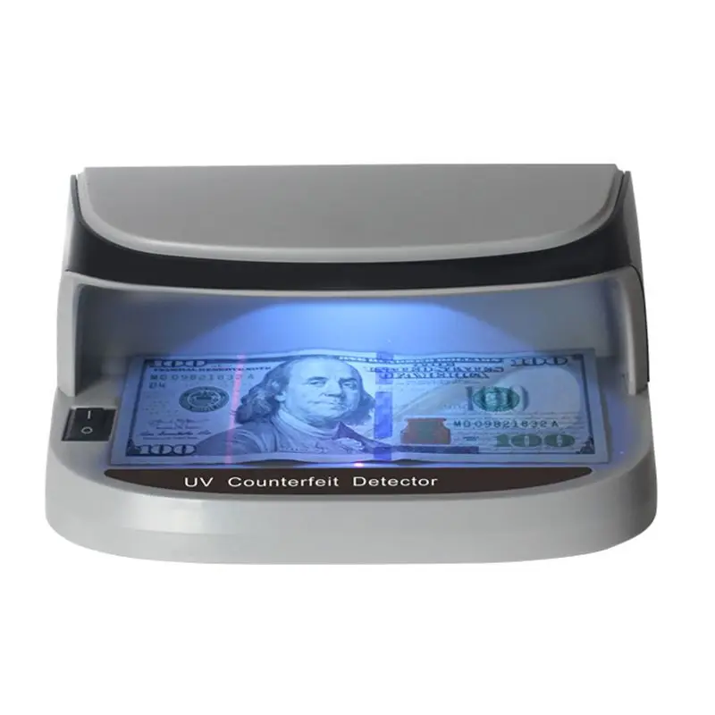 Portable Desktop Counterfeit Bill Money Detector Cash Currency Banknotes Notes Checker Support Ultraviolet UV and Magnifier