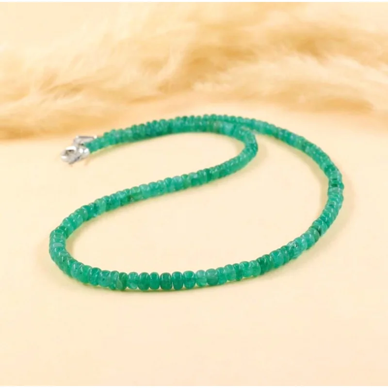

4-5mm 100% Natural Emerald Necklace Roundel Beads For Making Jewelry