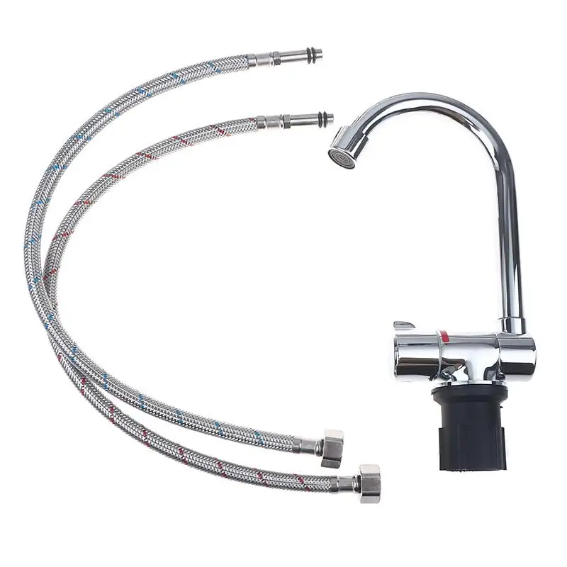 RV Interior Faucet Single‑Handle Tap, Rotatable Folding Cold Hot Water Single Hole Valve For Caravan Kitchen Use
