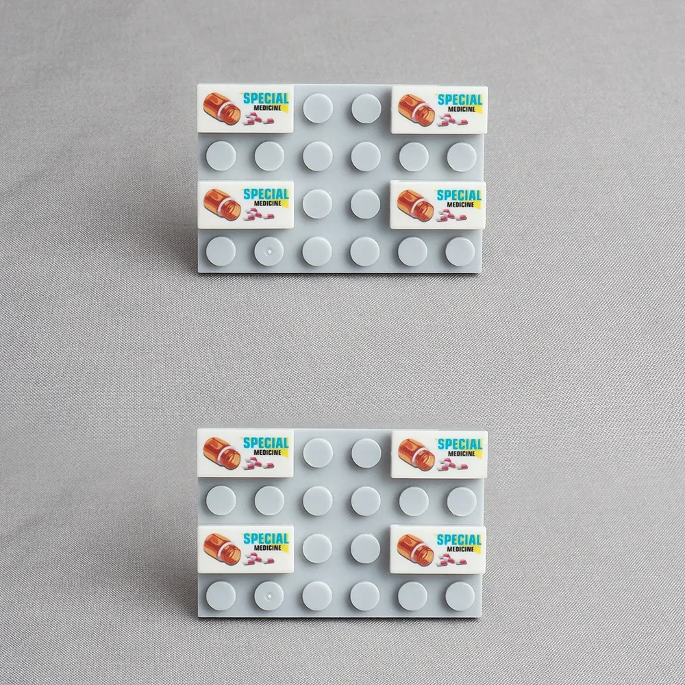 MOC 10PCS Scatola di Capsule 3069 Modello Stampato Building Blocks 3069pb Ospedale Pillole Mediche Bordo Mattoni Particelle Giocattolo FAI DA TE Regali Del Capretto