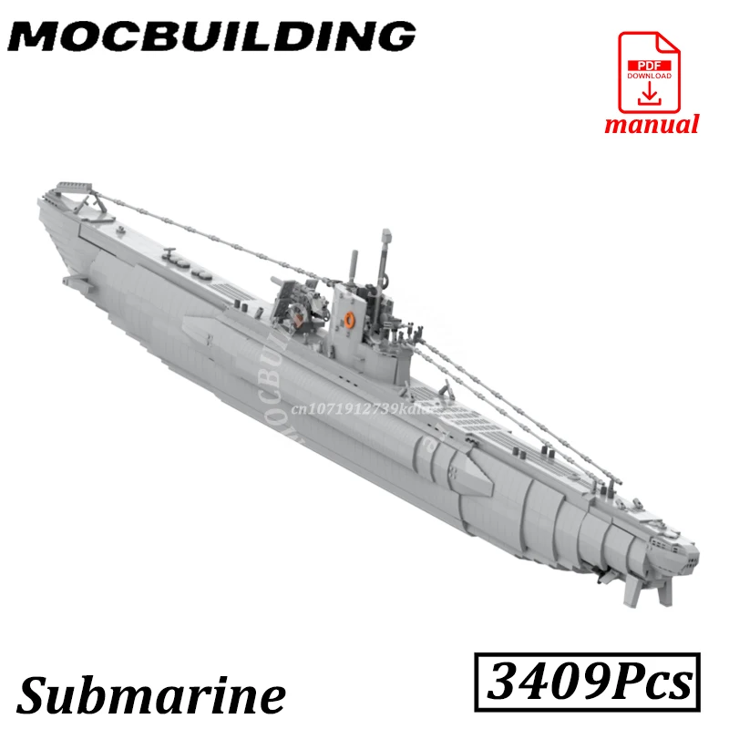 

Модель подводной лодки, военный корабль Moc, строительные блоки, кирпич, классические военно-морские сосуды, корабль, военная лодка, сборка, игрушки, строительство