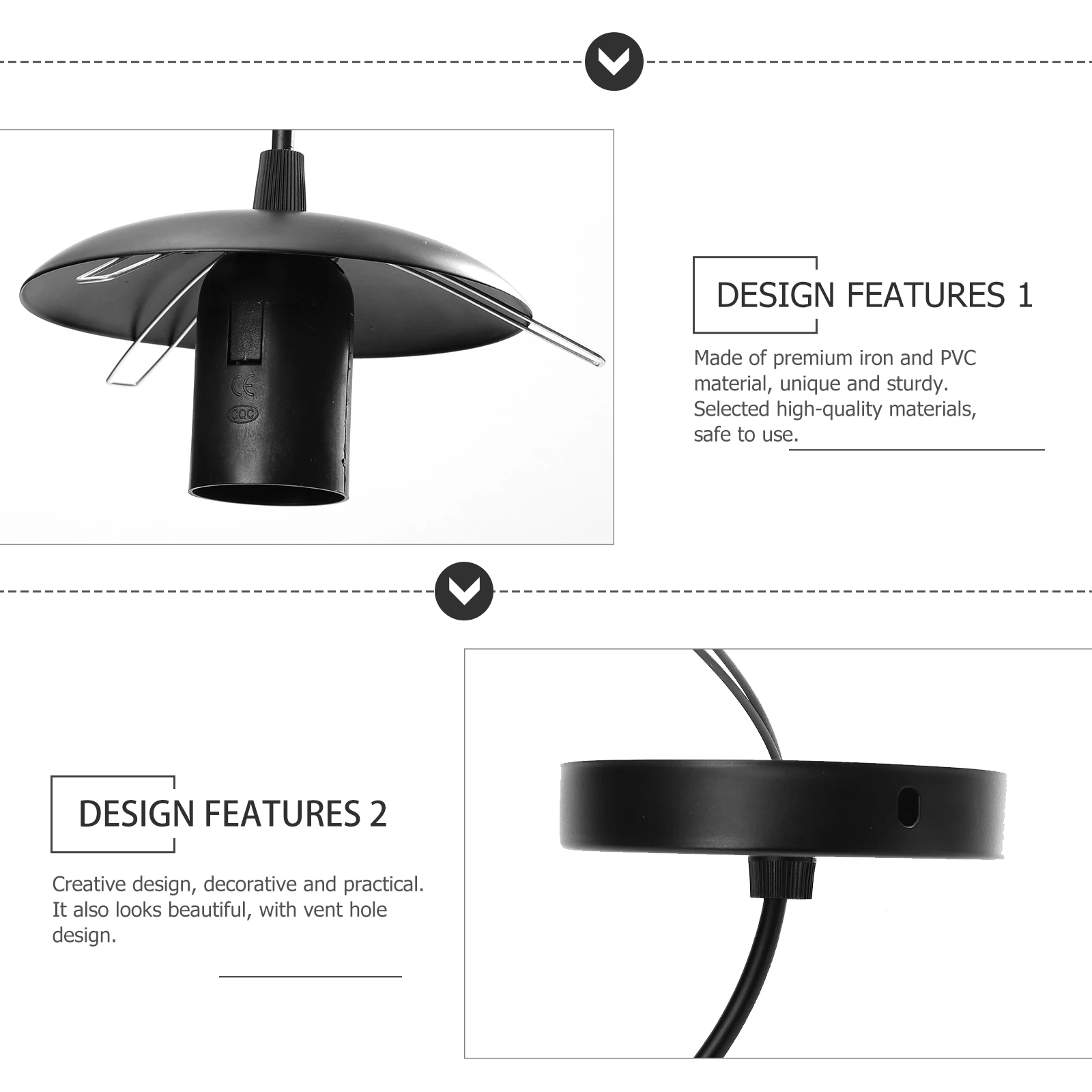 

1pc Decorative Ceiling Light Lamp Holder E27 Iron Pvc Vent Hole Pendant Hanging Light Accessory Socket Bulb Holder For Home