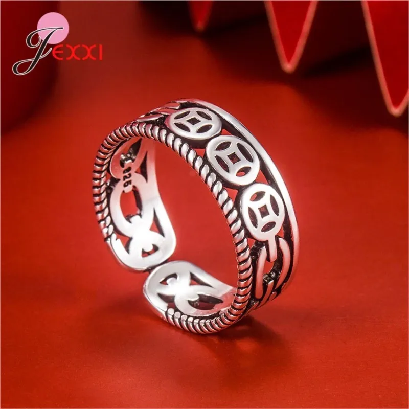 

Новое поступление, винтажные модные геометрические полые круглые открывающиеся кольца для женщин и девочек, женские подвески из стерлингового серебра 925 пробы, ювелирные изделия