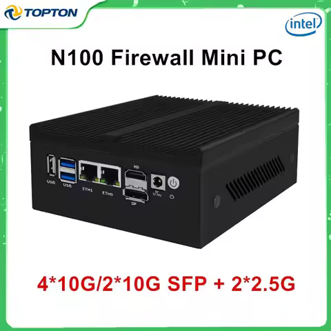 New Topton Solid Firewall Mini Computer 4x or 2x10G SFP+ Intel N100 2xi226-V 2.5G DDR5 Home Server Industrial PC Proxmox ESXi