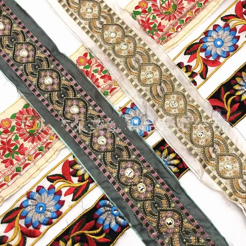 Ethnic Embroidered Lace Trim, Jacquard Ribbon, Garment Accessories, DIY Craft Sewing, 1 Yard